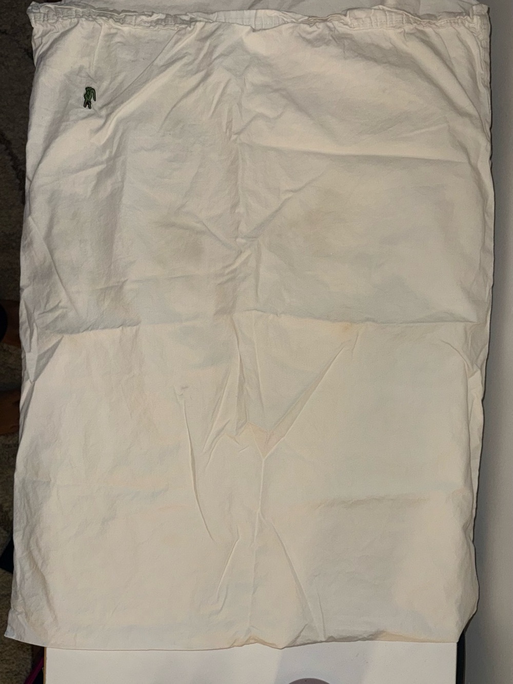 Lacoste White Queen Pillow case with Green Crocodile Logo